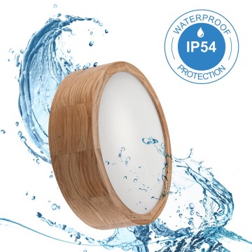 Lámpara de techo para baño OAK 2xE27/15W/230V IP54 roble Ø 27 cm