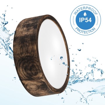 Lámpara de techo para baño OAK SMOKY 2xE27/15W/230V IP54 Ø 27,5 cm roble/marrón
