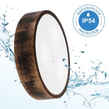 Lámpara de techo para baño OAK SMOKY 3xE27/15W/230V IP54 Ø 37,5 cm roble/marrón