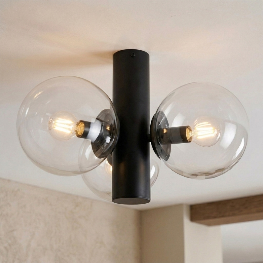 Lámpara de techo SFERIO 3xE14/5W/230V negra/transparente