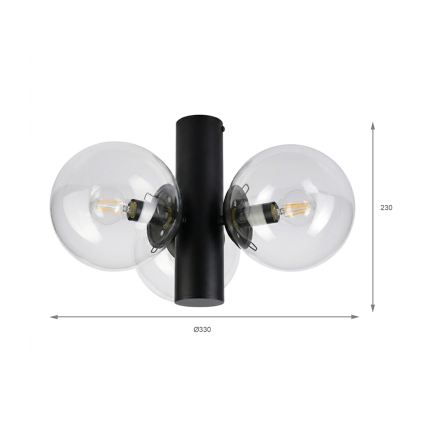 Lámpara de techo SFERIO 3xE14/5W/230V negra/transparente