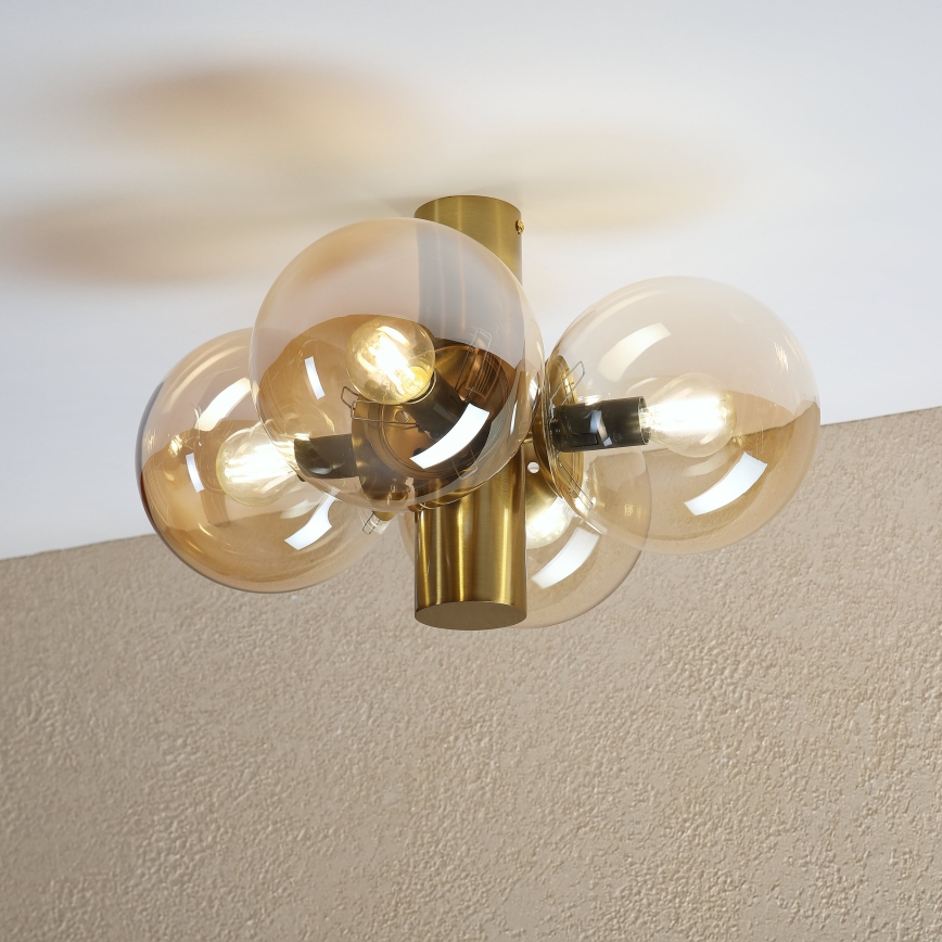 Lámpara de techo SFERIO 4xE14/5W/230V latón/beige ahumado