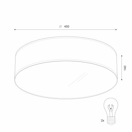 Lámpara de techo SIRJA 2xE27/15W/230V, diámetro 45 cm, color crema