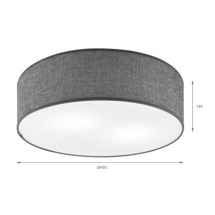 Lámpara de techo SIRJA 2xE27/15W/230V Ø 45 cm gris
