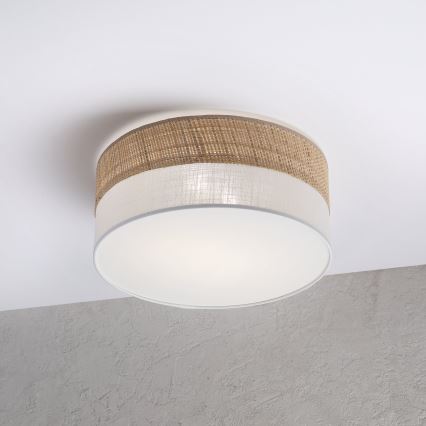 Lámpara de techo SIRJA DOUBLE BOHO 2xE14/15W/230V Ø 35 cm beige/blanco