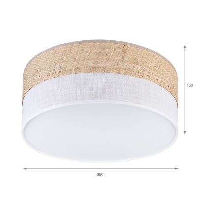 Lámpara de techo SIRJA DOUBLE BOHO 2xE14/15W/230V Ø 35 cm beige/blanco