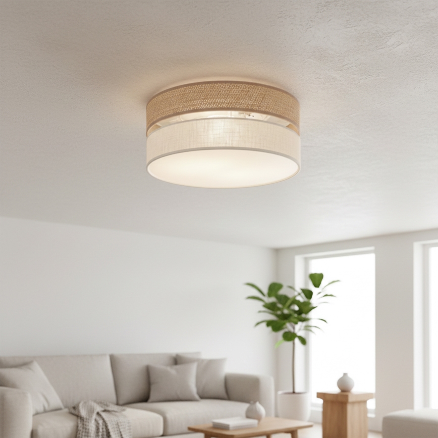 Lámpara de techo SIRJA DOUBLE BOHO 2xE14/15W/230V Ø 35 cm beige/crema