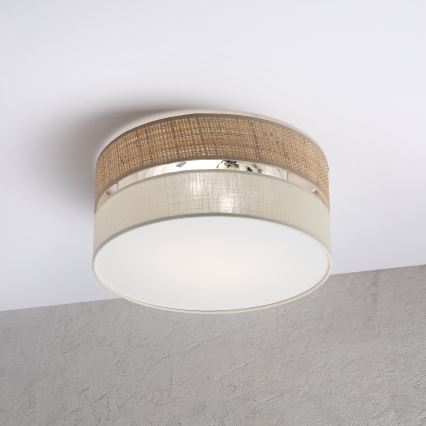 Lámpara de techo SIRJA DOUBLE BOHO 2xE14/15W/230V Ø 35 cm beige/crema