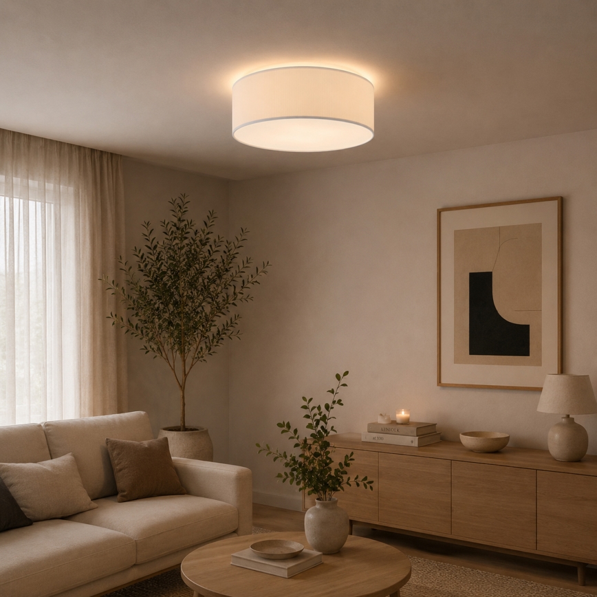 Lámpara de techo SIRJA PLISADO 4xE27/15W/230V, diámetro 45 cm, color crema