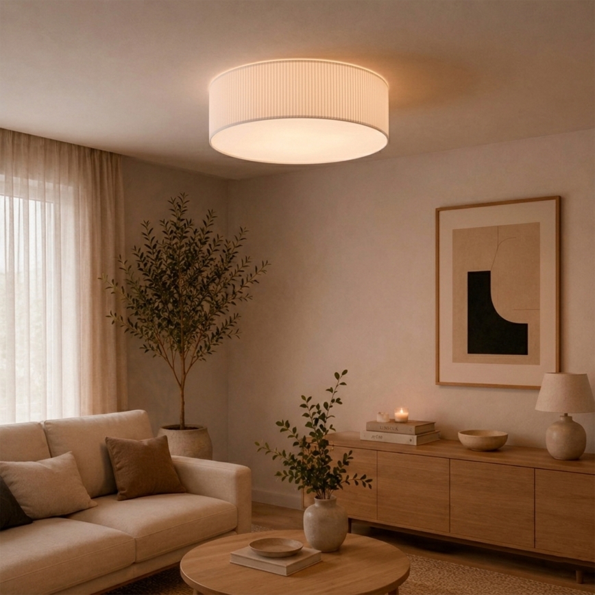 Lámpara de techo SIRJA PLISADO 4xE27/15W/230V Ø 45 cm blanca