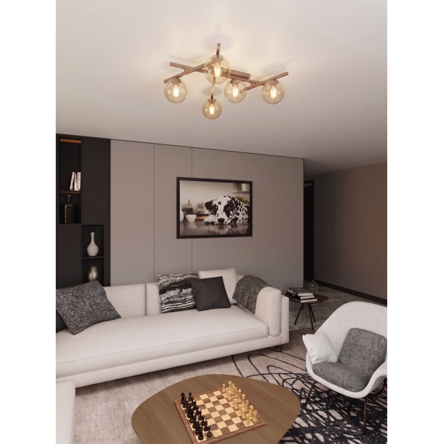 Lámpara de techo SMART 5xE14/10W/230V beige/beige ahumado
