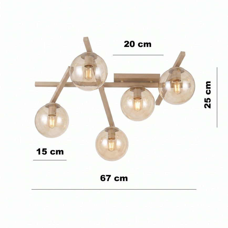 Lámpara de techo SMART 5xE14/10W/230V beige/beige ahumado
