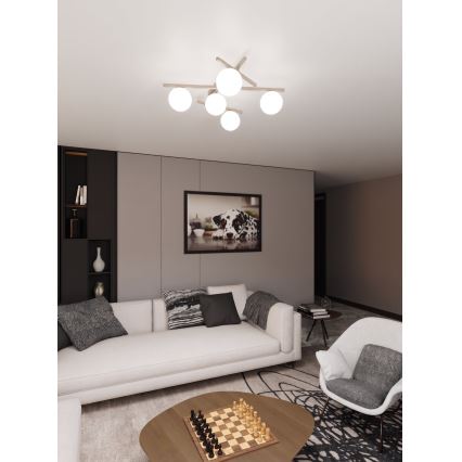 Lámpara de techo SMART 5xE14/10W/230V beige/blanco