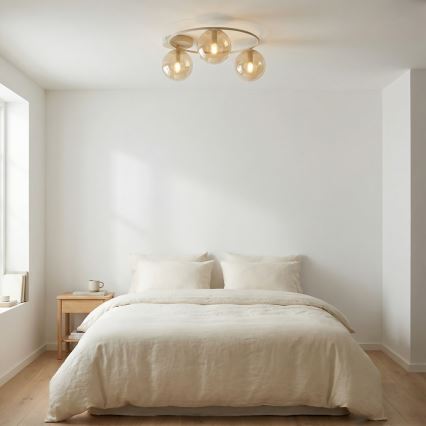 Lámpara de techo SOPRA 3xE14/10W/230V beige/beige ahumado