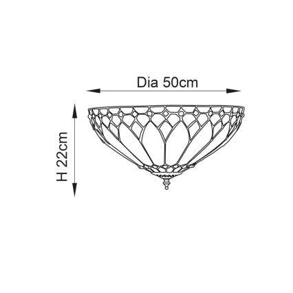 Lámpara de techo Tiffany BROOKLYN, 2xE14/60W/230V, Ø 50 cm