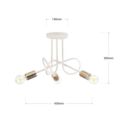 Lámpara de techo tipo plafón OXFORD 3xE27/15W/230V latón/blanco