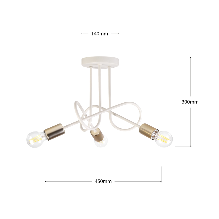 Lámpara de techo tipo plafón OXFORD 3xE27/15W/230V latón/blanco