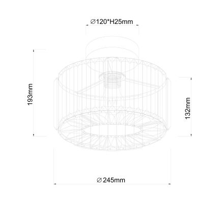 Lámpara de techo VETRO 1xE27/15W/230V Ø 24,5 cm cromo mate