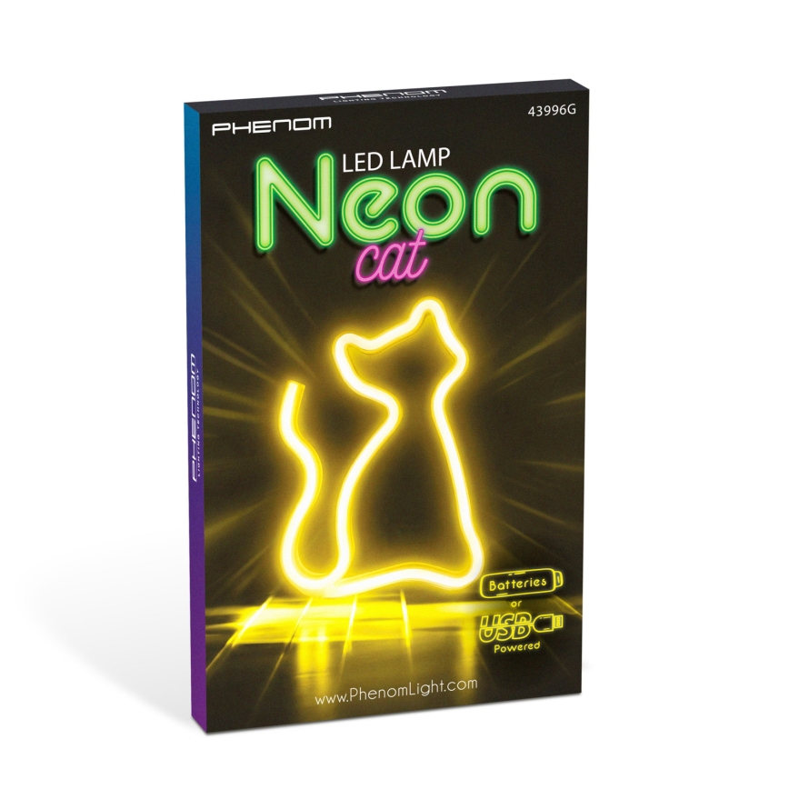 Lámpara decorativa de neón LED para sobremesa LED/2W/3xAA USB — Gato