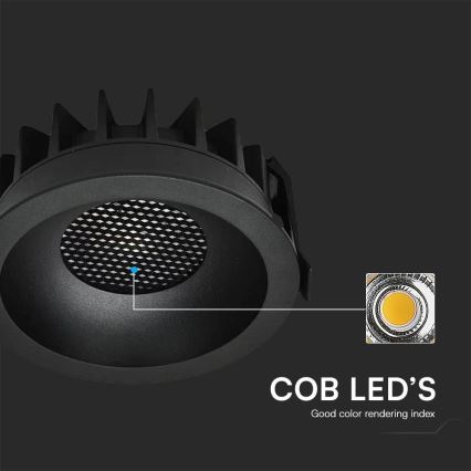 Lámpara empotrable LED LED/18W/230V 3000/4000/6400K ø 10,6 cm negro