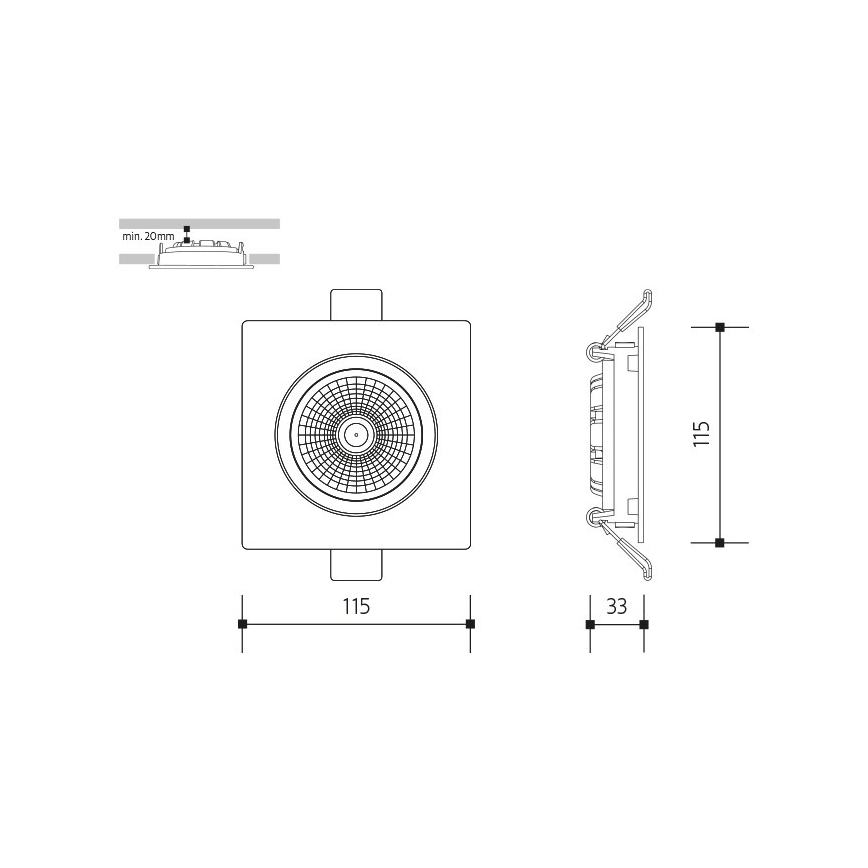 Lámpara empotrable LED LED/18W/230V 3000K 11,5x11,5 cm negro