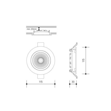 Lámpara empotrable LED LED/18W/230V 3000K diá. 11,5 cm negro