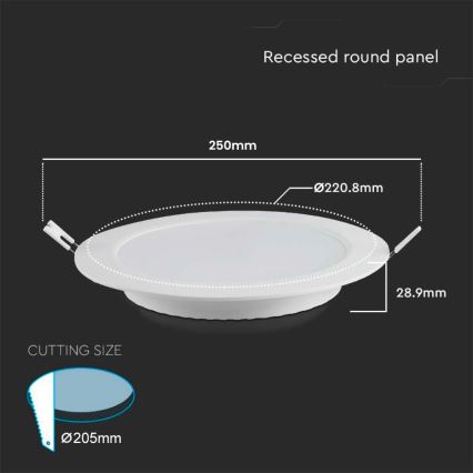 Lámpara empotrable LED LED/18W/230V diá. 22 cm 3000K blanco