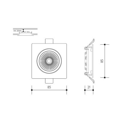 Lámpara empotrable LED LED/6W/230V 4000K 8,5x8,5 cm blanco