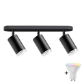 Lámpara empotrable LED RGBW regulable de baño TURYN 3xGU10/4,8W/230V 3000K IP44 negro + mando a distancia