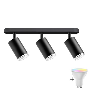 Lámpara empotrable LED RGBW regulable de baño TURYN 3xGU10/4,8W/230V 3000K IP44 negro + mando a distancia