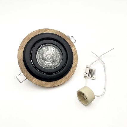 Lámpara empotrada TOBBY 1xGU10/20W/230V Ø 11,5 cm roble/negro