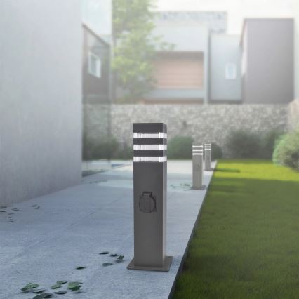 Lámpara exterior con toma de corriente TEKSAS 1xE27/20W/230V 44 cm IP44 antracita