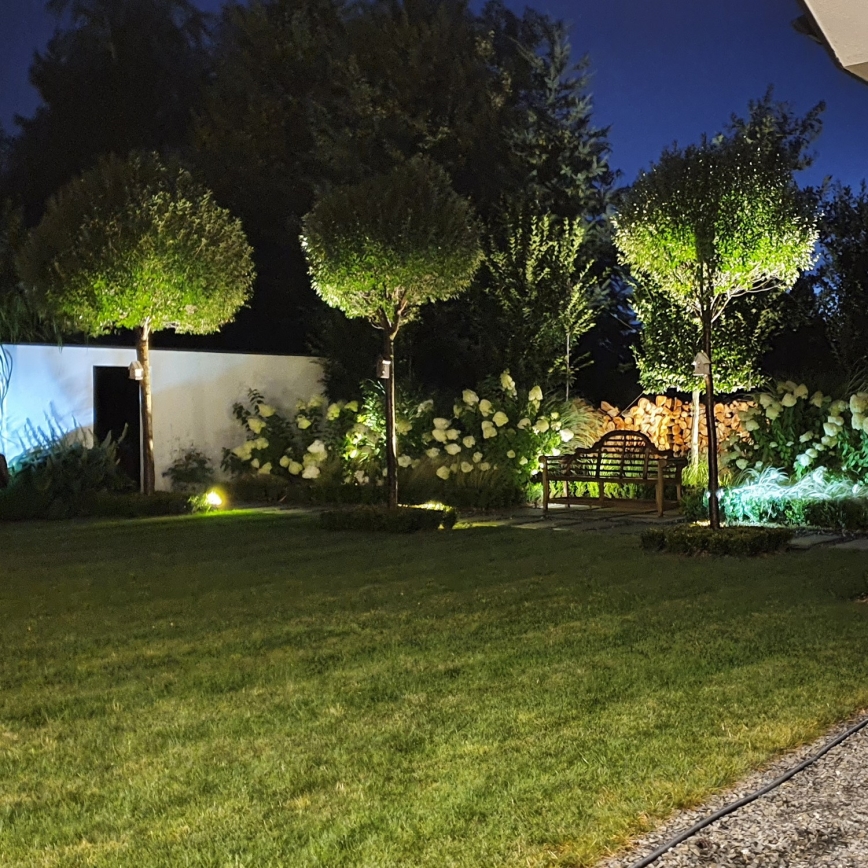 Lámpara exterior LED RGBW regulable BLAKE 1xGU10/4,8W/230V IP65 + mando a distancia