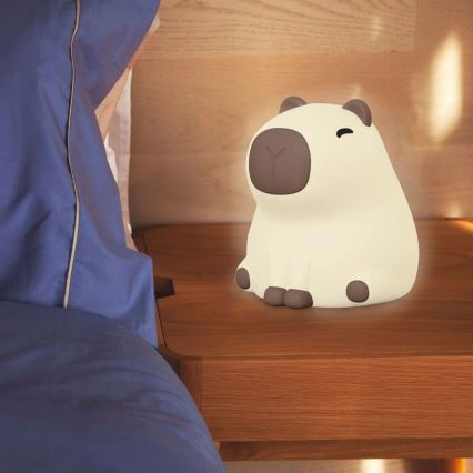 Lámpara infantil LED RGBW regulable LED/1W/5V USB 1200 mAh capibara