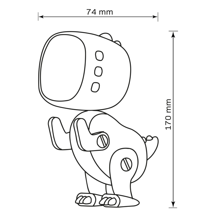 Lámpara infantil pequeña LED regulable con reloj despertador ROBOT LED/1W/5V 1200 mAh