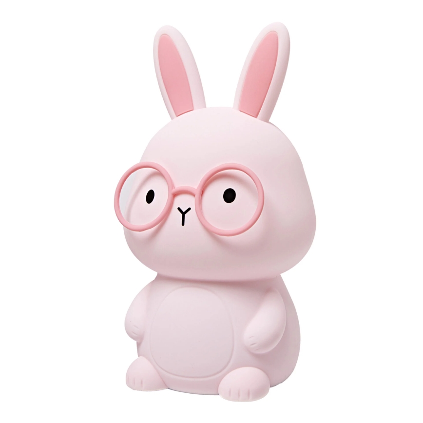 Lámpara infantil táctil regulable LED RGBW FLORKA LED/1W/5V USB 1200 mAh conejito rosa