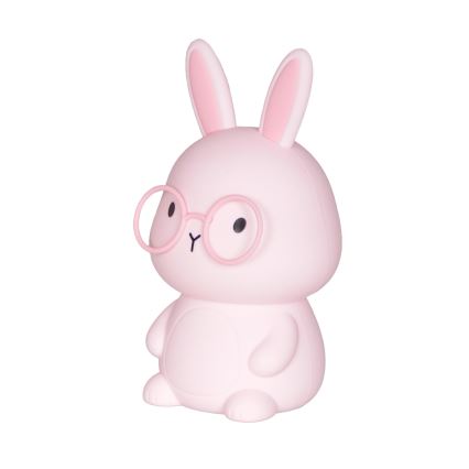 Lámpara infantil táctil regulable LED RGBW FLORKA LED/1W/5V USB 1200 mAh conejito rosa