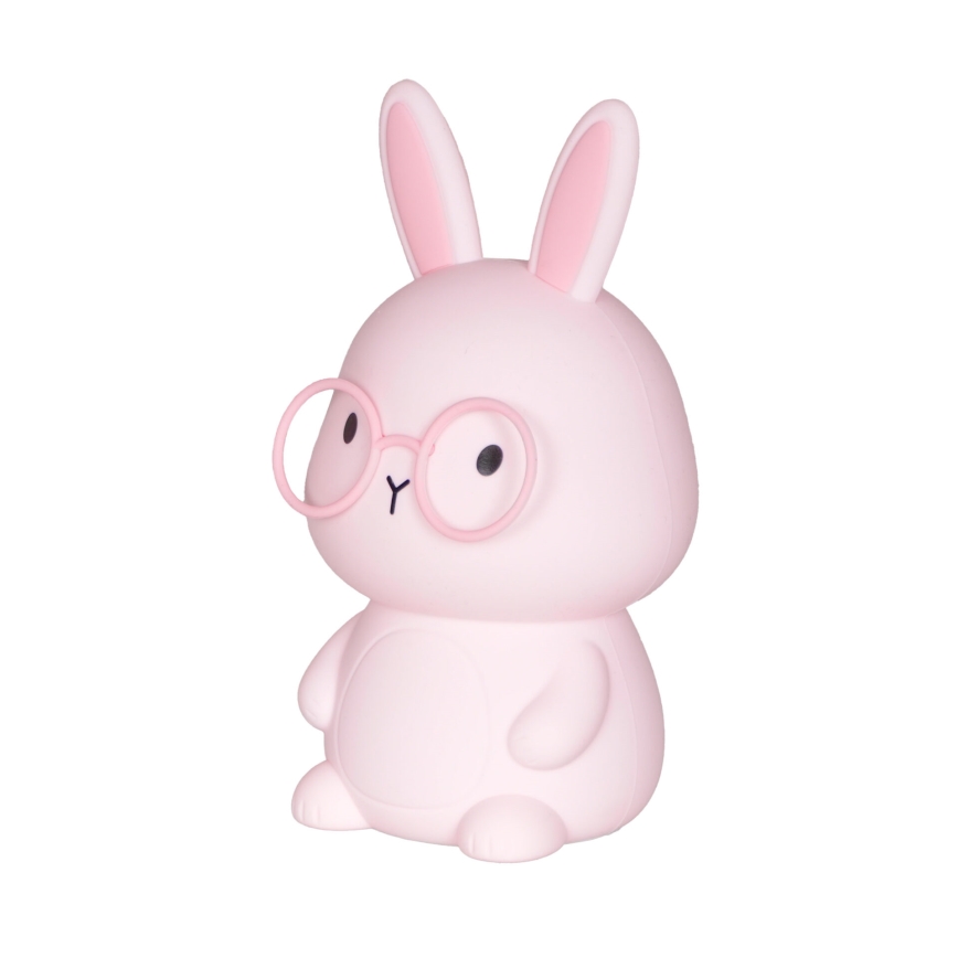 Lámpara infantil táctil regulable LED RGBW FLORKA LED/1W/5V USB 1200 mAh conejito rosa