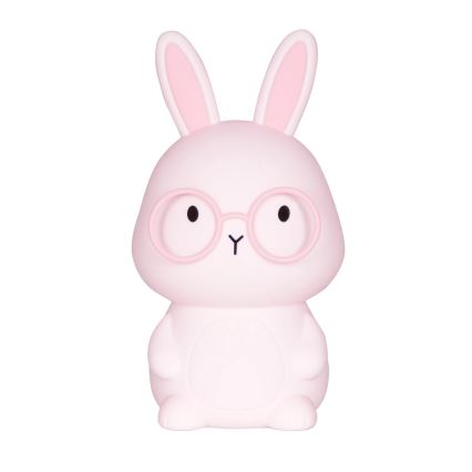 Lámpara infantil táctil regulable LED RGBW FLORKA LED/1W/5V USB 1200 mAh conejito rosa