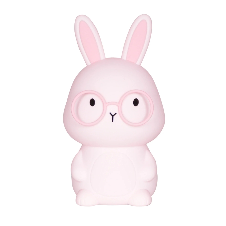 Lámpara infantil táctil regulable LED RGBW FLORKA LED/1W/5V USB 1200 mAh conejito rosa