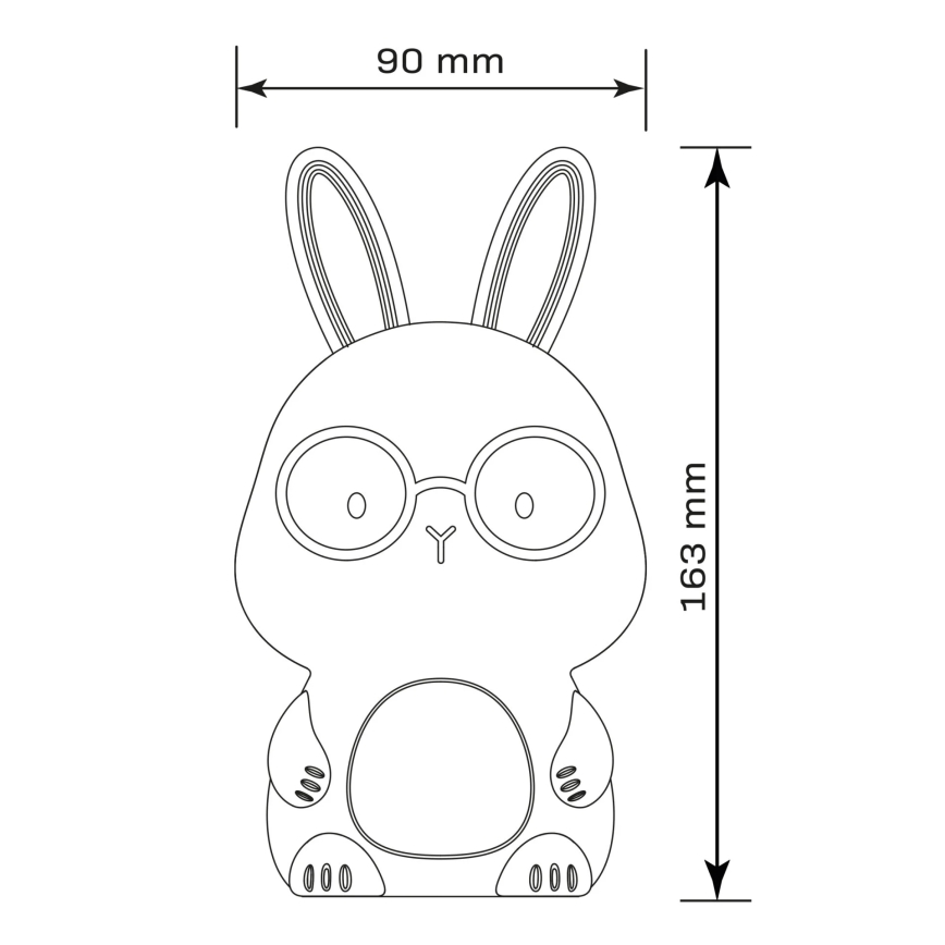 Lámpara infantil táctil regulable LED RGBW FLORKA LED/1W/5V USB 1200 mAh conejito rosa