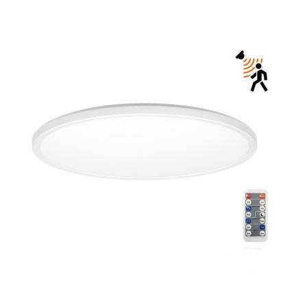 Lámpara LED para baño con sensor de movimiento y crepúsculo NIVERA LED/18W/230V IP54 3000/4000/6000K diámetro 30 cm blanca + mando a distancia