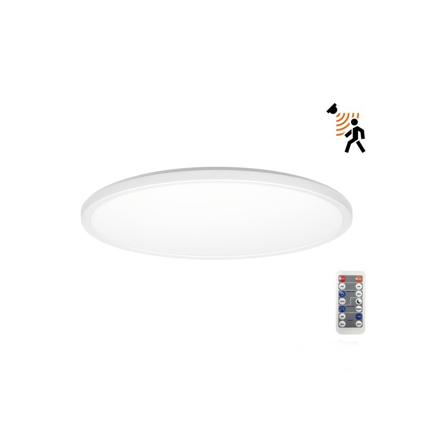 Lámpara LED para baño con sensor de movimiento y crepúsculo NIVERA LED/18W/230V IP54 3000/4000/6000K diámetro 30 cm blanca + mando a distancia