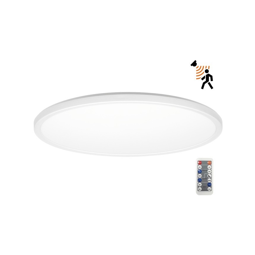 Lámpara LED para baño con sensor de movimiento y crepúsculo NIVERA LED/32W/230V IP54 3000/4000/6000K diámetro 42 cm blanca + mando a distancia