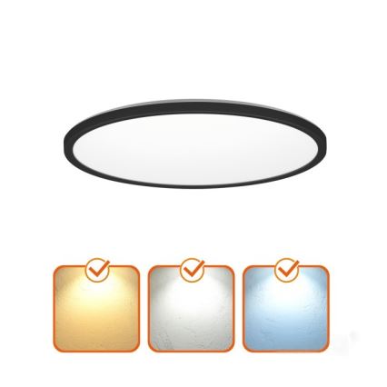 Lámpara LED para baño con sensor de movimiento y crepúsculo NIVERA LED/32W/230V IP54 3000/4000/6000K diámetro 42 cm negra + mando a distancia
