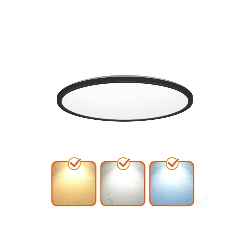 Lámpara LED para baño con sensor de movimiento y crepúsculo NIVERA LED/32W/230V IP54 3000/4000/6000K diámetro 42 cm negra + mando a distancia