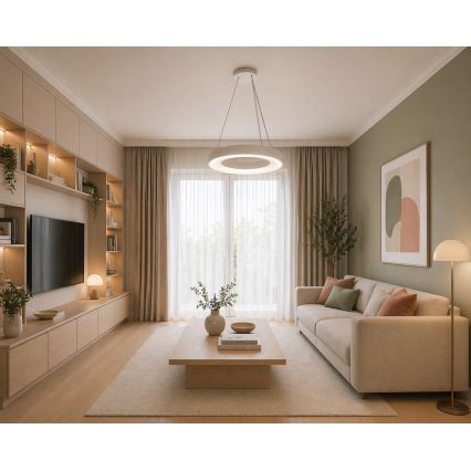 Lámpara LED colgante con cable DRAX LED/32W/230V 4000K Ø 38 cm blanca