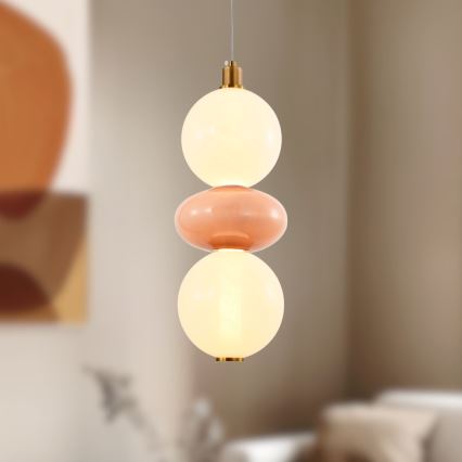 Lámpara LED colgante con cable FLORES LED/12W/230V dorado/naranja