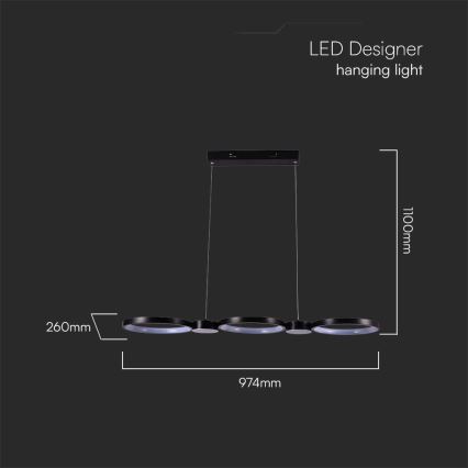 Lámpara LED colgante LED/38W/230V 3000K negro