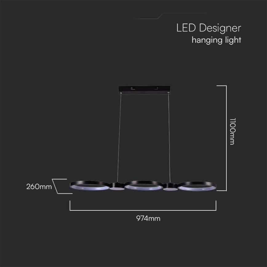 Lámpara LED colgante LED/38W/230V 3000K negro